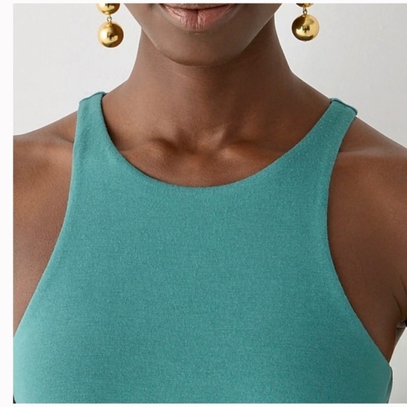 J. Crew Form Knit High-Neck Cutaway Midi Dress, Sz. Med, Teal - Picture 3 of 10